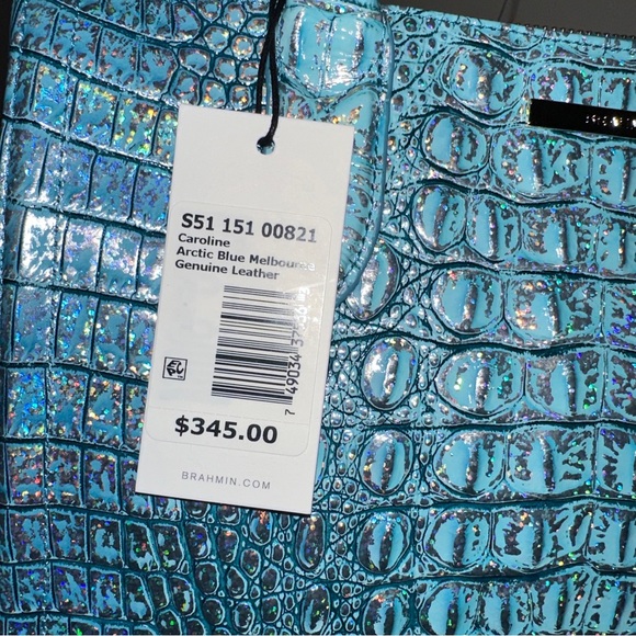 Brahmin Caroline Arctic Blue Melbourne Genuine Leather Large Satchel Purse New - Picture 9 of 16